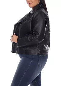Plus PU Faux Leather Jacket