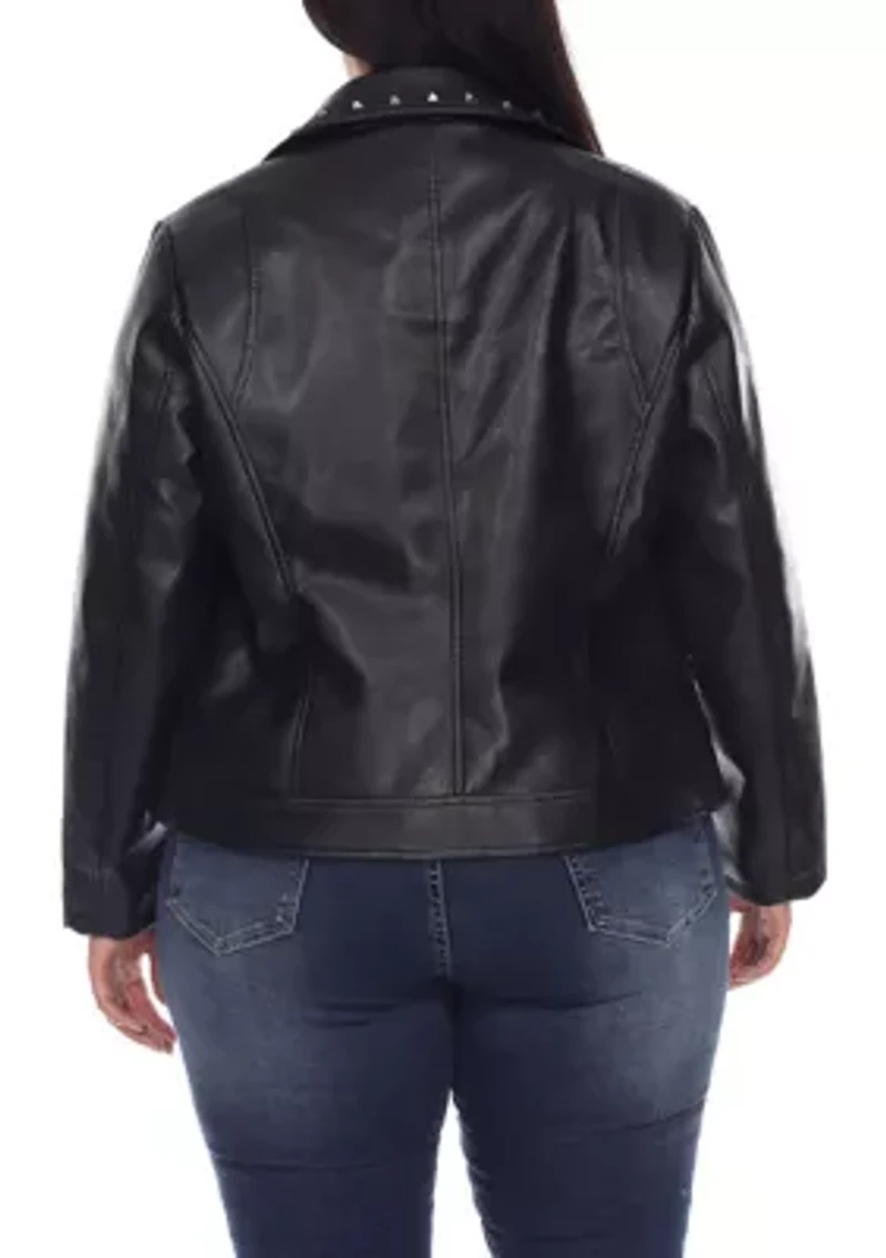 Plus PU Faux Leather Jacket