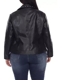 Plus PU Faux Leather Jacket