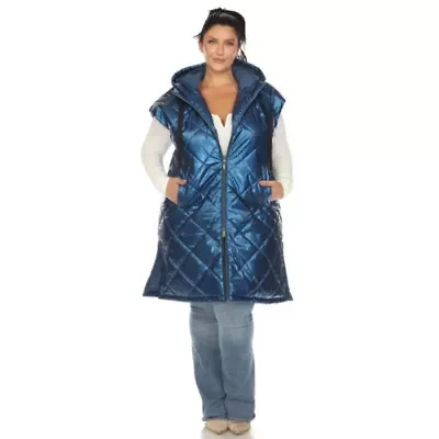 Plus Metallic Long Puffer Vest