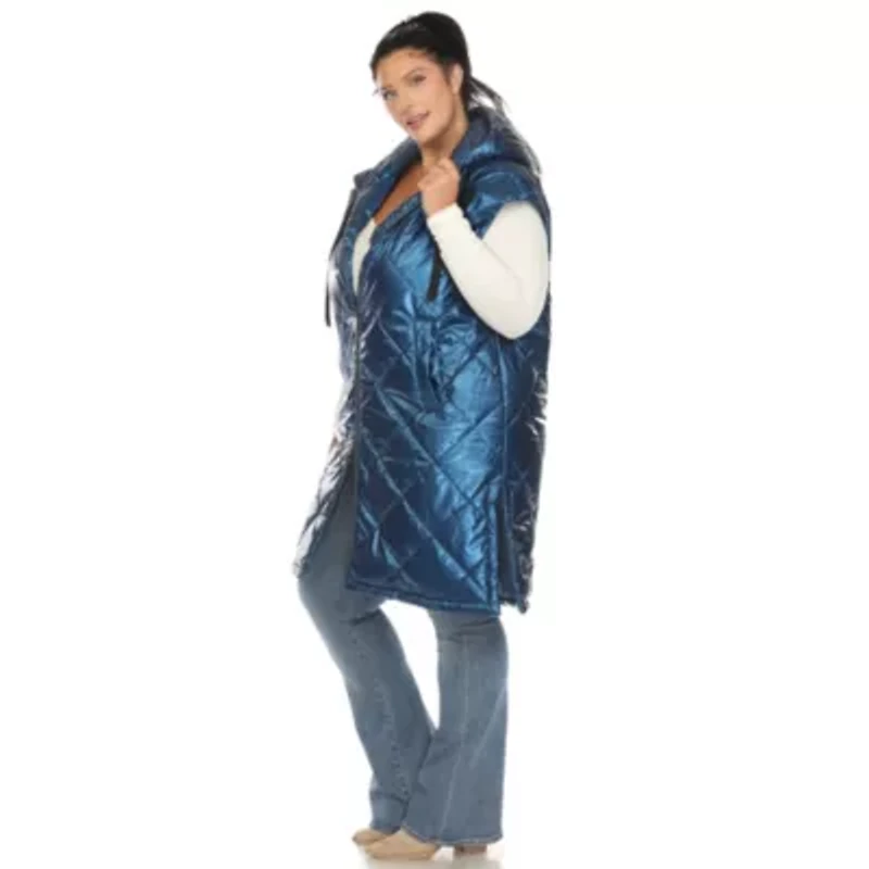 Plus Metallic Long Puffer Vest