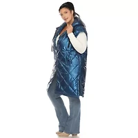 Plus Metallic Long Puffer Vest