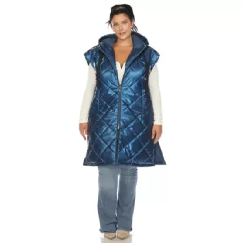 Plus Metallic Long Puffer Vest