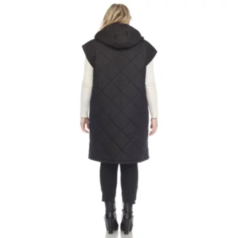 Plus Diamond Quilted Hooded Puffer Vest