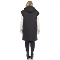 Plus Diamond Quilted Hooded Puffer Vest