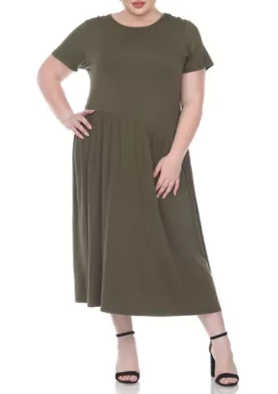 Plus Short Sleeves Maxi Dress
