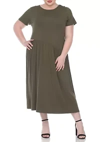 Plus Short Sleeves Maxi Dress