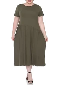Plus Short Sleeves Maxi Dress
