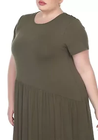 Plus Short Sleeves Maxi Dress