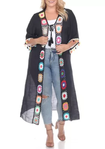 Plus Crochet Kimono Cover-Up