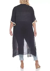 Plus Crochet Kimono Cover-Up