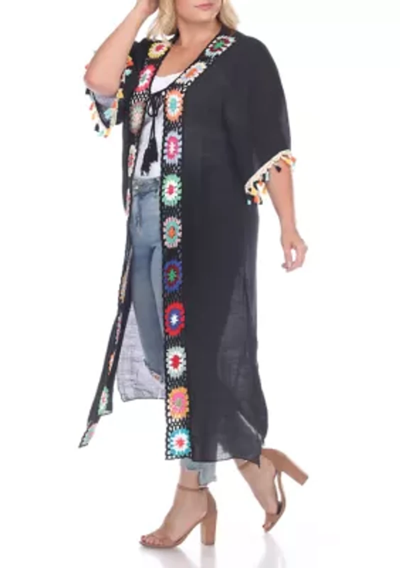 Plus Crochet Kimono Cover-Up