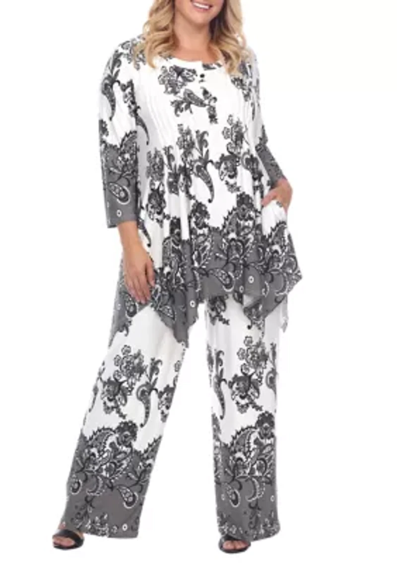 Plus Paisley Palazzo Pants and Top Set