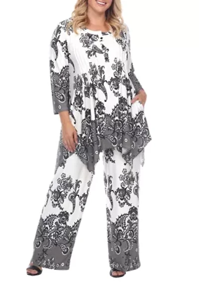 Plus Paisley Palazzo Pants and Top Set