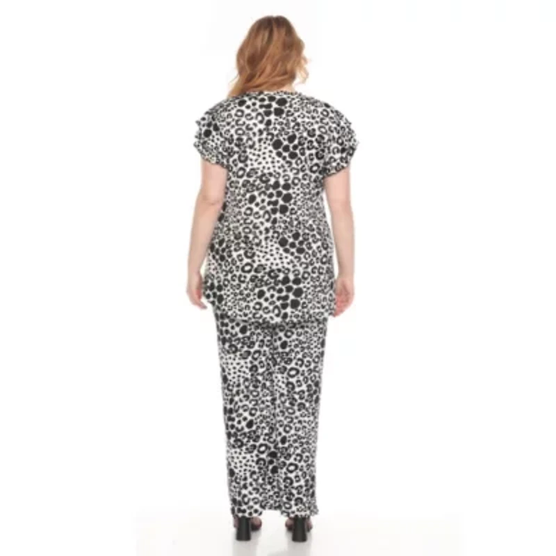 Plus Size Bold Leopard Print 2-Piece Ruffle Sleeve Set