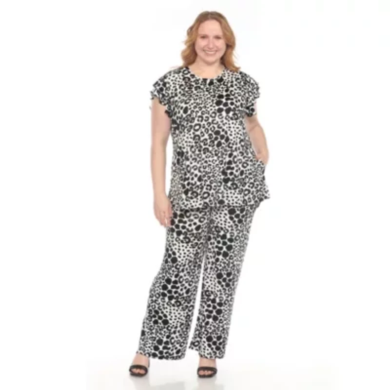 Plus Size Bold Leopard Print 2-Piece Ruffle Sleeve Set