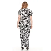 Plus Size Bold Leopard Print 2-Piece Ruffle Sleeve Set