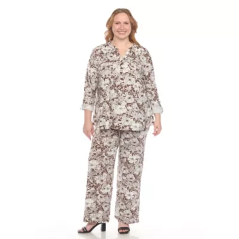 Plus 2-Piece Floral Print Tunic and Pant Set
