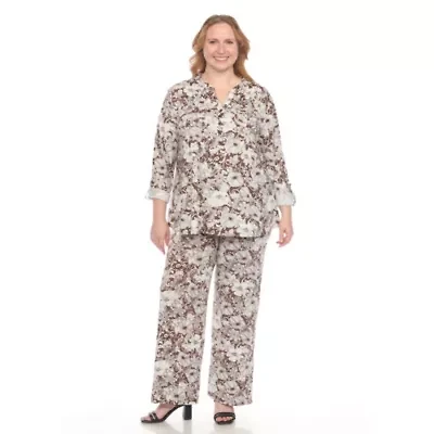 Plus 2-Piece Floral Print Tunic and Pant Set
