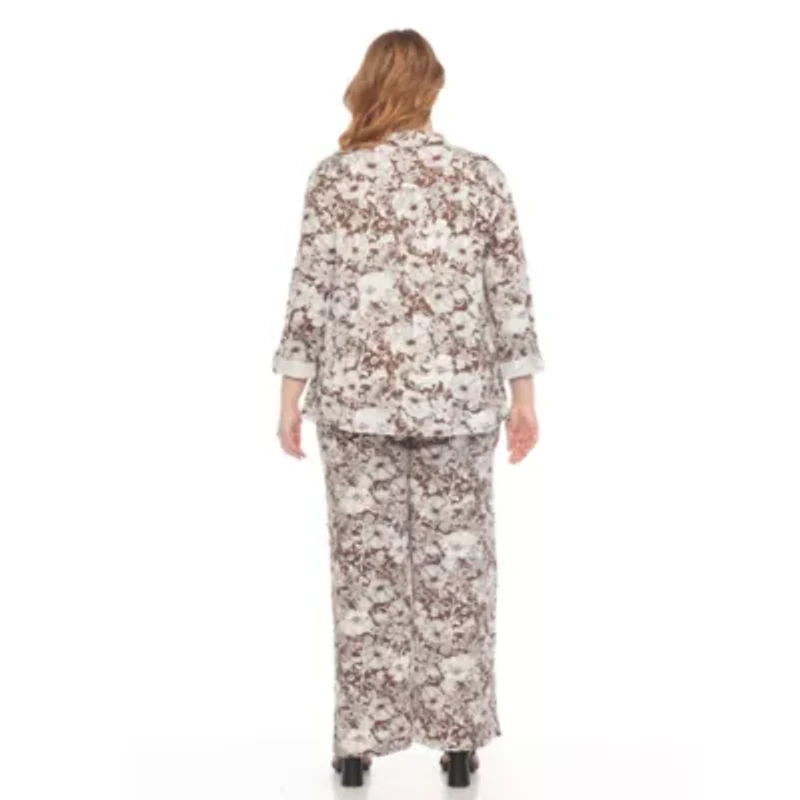 Plus 2-Piece Floral Print Tunic and Pant Set
