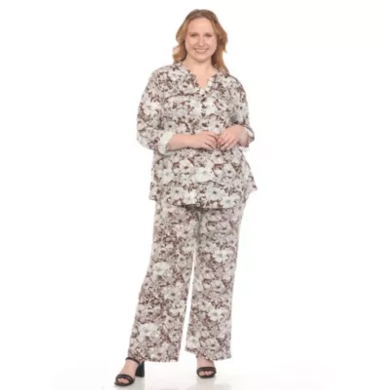 Plus 2-Piece Floral Print Tunic and Pant Set