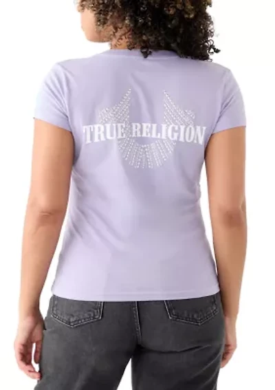 Women's Studded Horseshoe V-Neck T-Shirt