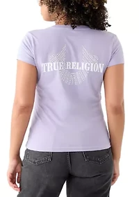 Women's Studded Horseshoe V-Neck T-Shirt