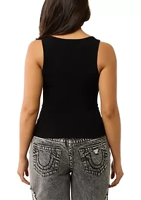 Women's Crystal Logo Notched Tank Top