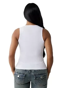 Women's Crystal Logo Notched Tank Top