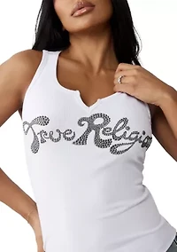 Women's Crystal Logo Notched Tank Top