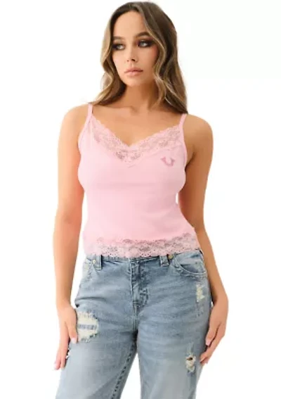 Women's Lace Crystal Horseshoe Camisole Top