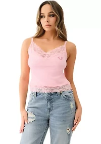 Women's Lace Crystal Horseshoe Camisole Top