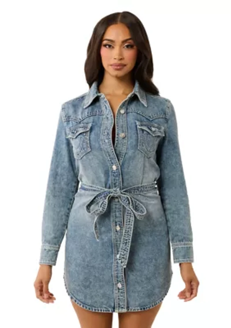 Women's Georgia Belted Denim Shirtdress