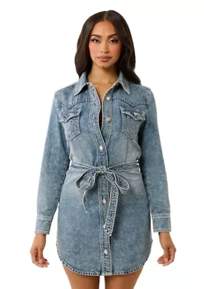 Women's Georgia Belted Denim Shirtdress
