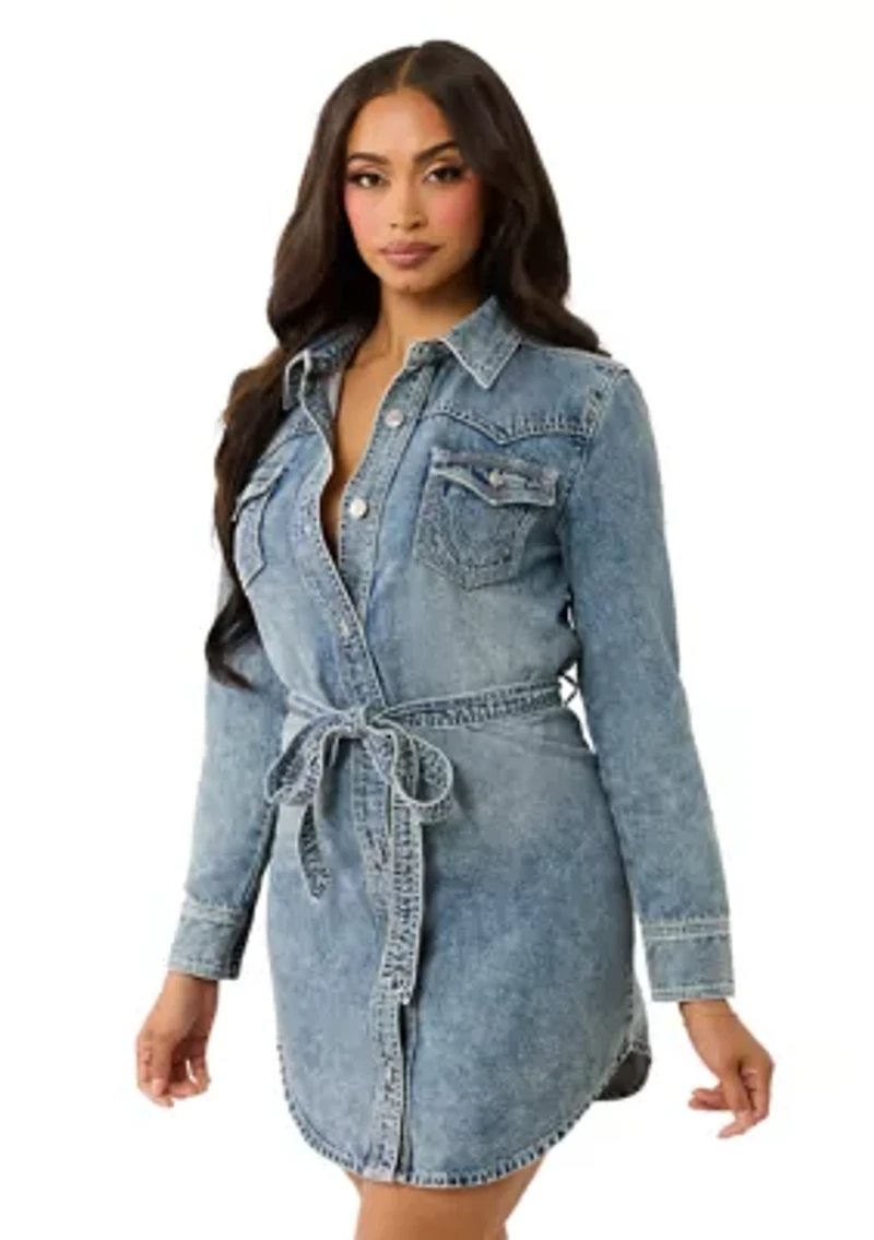 Women's Georgia Belted Denim Shirtdress