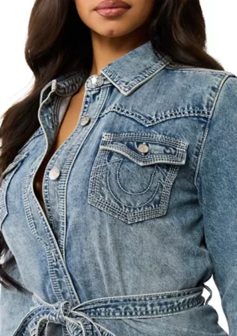 Women's Georgia Belted Denim Shirtdress