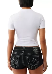 Women's Crystal Logo Leopard Print Baby Tee