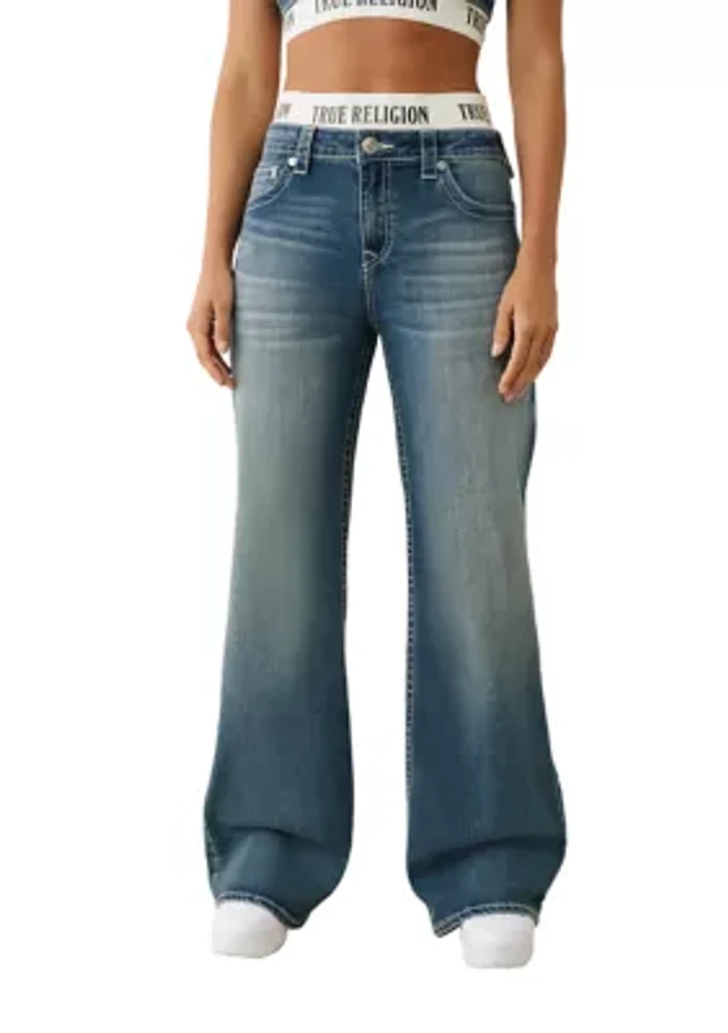 Women's Bobbi Baggy Jeans with Logo Taping Waistband