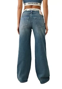 Women's Bobbi Baggy Jeans with Logo Taping Waistband