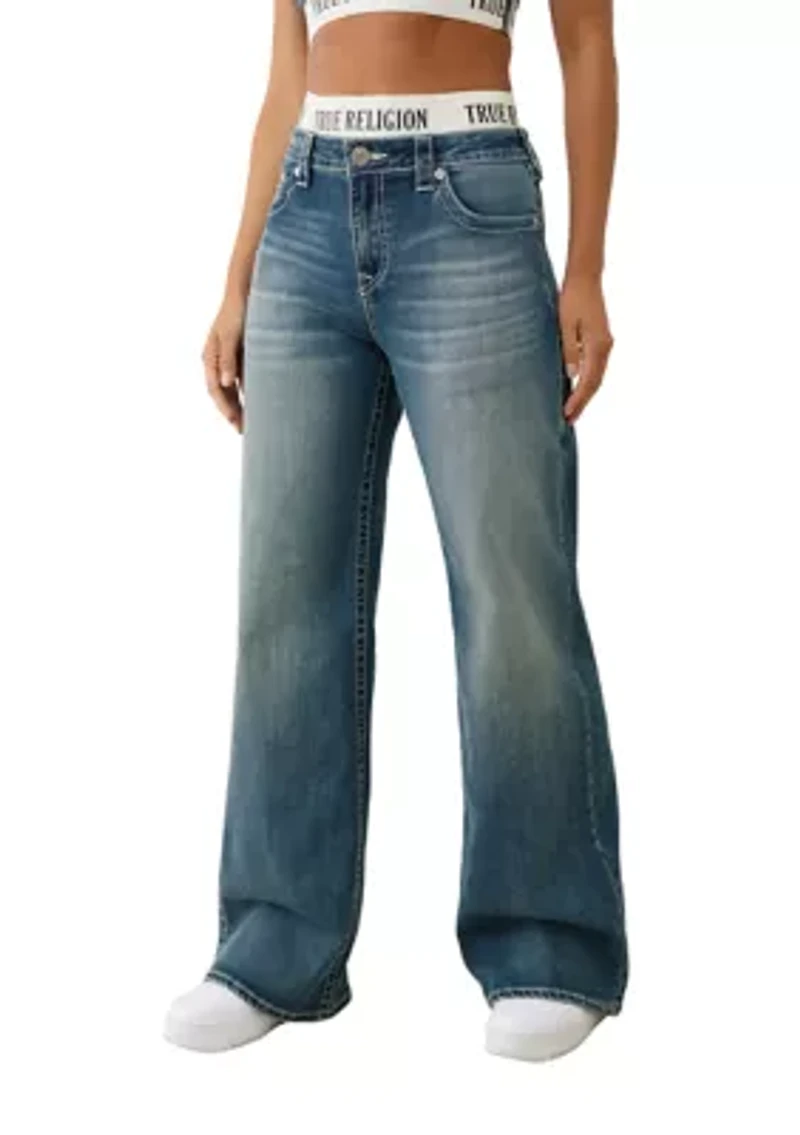 Women's Bobbi Baggy Jeans with Logo Taping Waistband