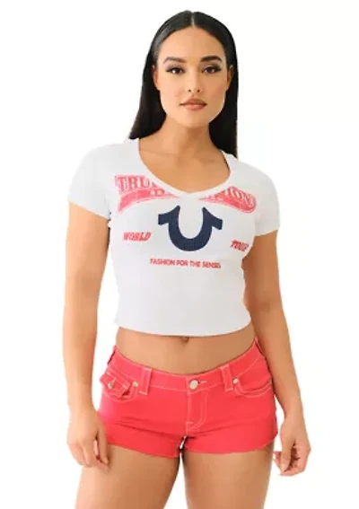 Women's V-Neck Crystal Logo Baby T-Shirt