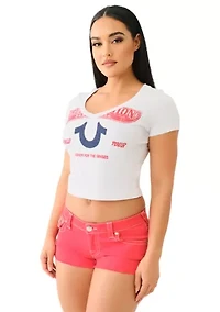 Women's V-Neck Crystal Logo Baby T-Shirt