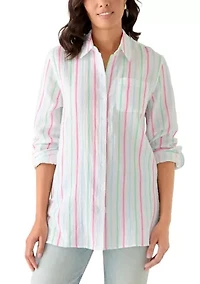 Women's Striped Gauze Tunic Shirt