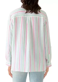 Women's Striped Gauze Tunic Shirt