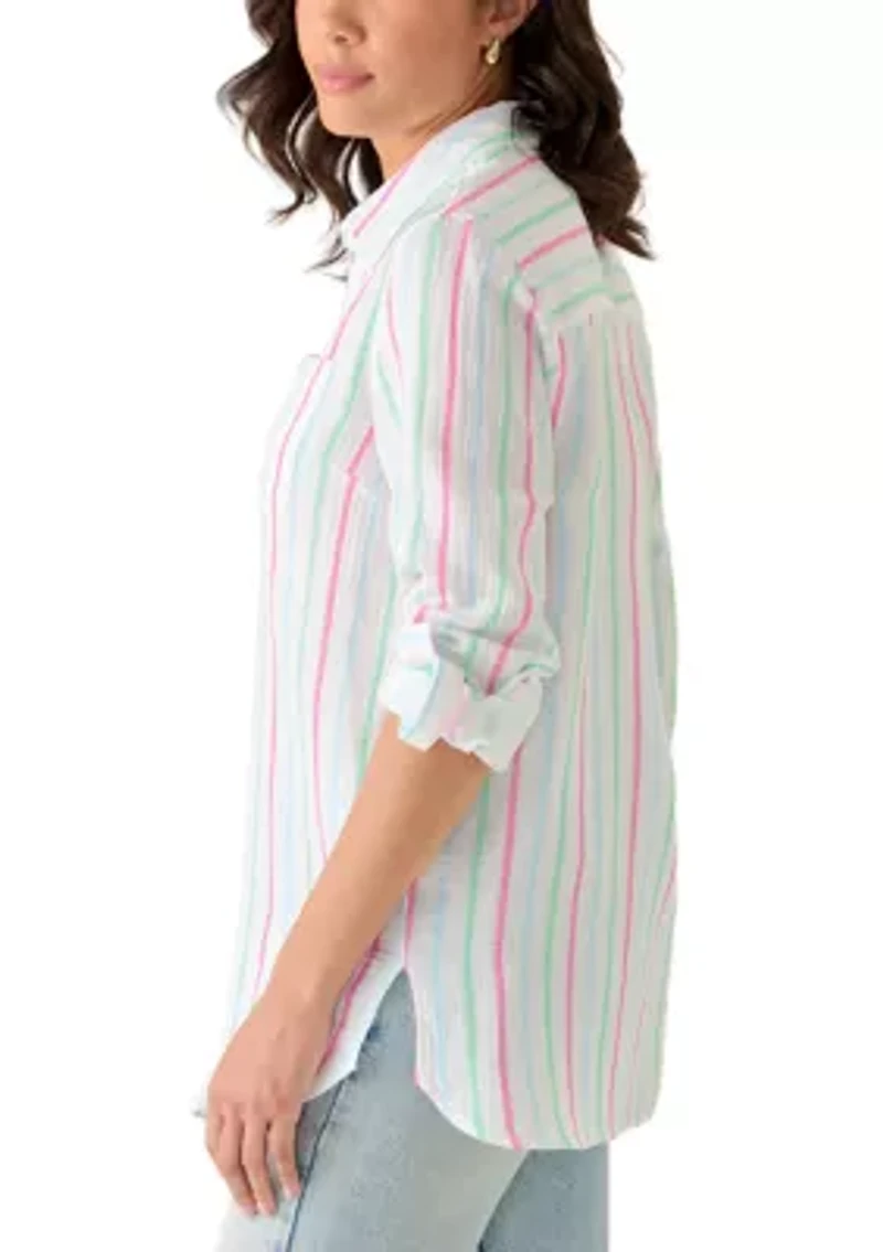 Women's Striped Gauze Tunic Shirt