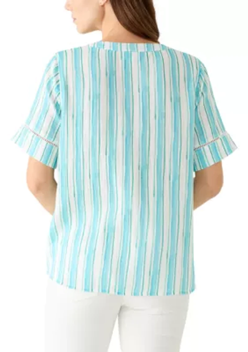 Women's Gauze Popover Striped Top