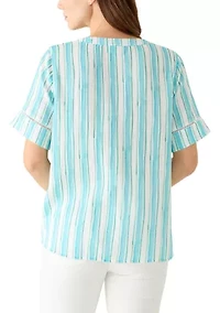 Women's Gauze Popover Striped Top