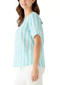 Women's Gauze Popover Striped Top