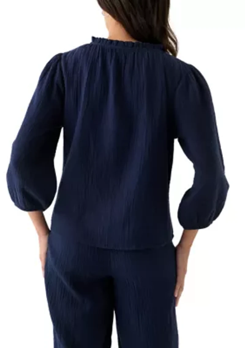Women's Gauze Ruffle Top