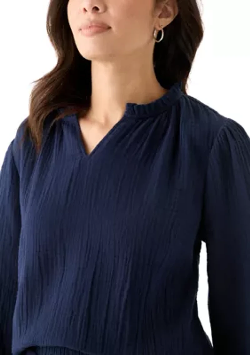 Women's Gauze Ruffle Top